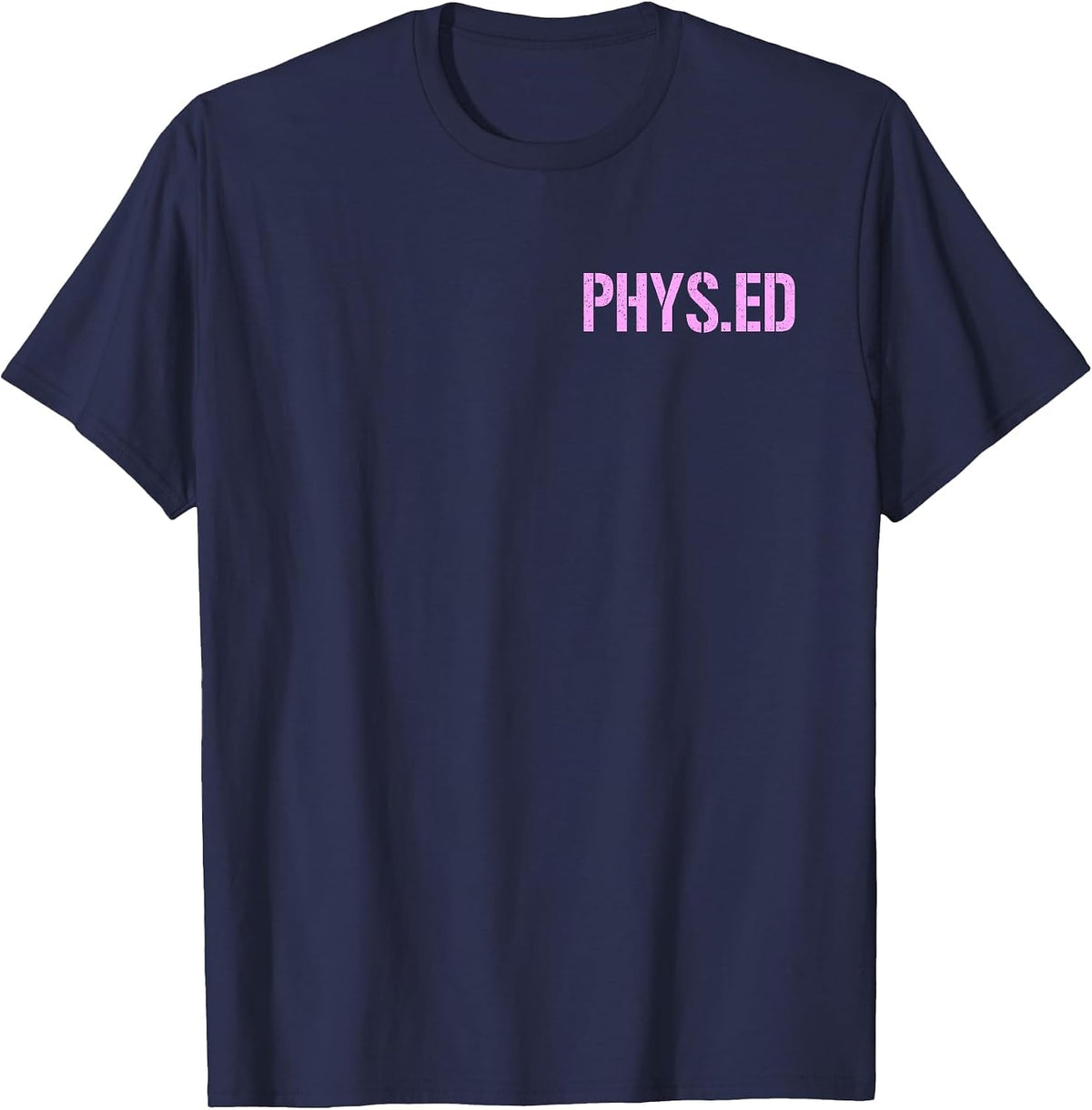 PHYS.ED Physical Education Fitness Exercise P.E. T-Shirt - Navy Blue