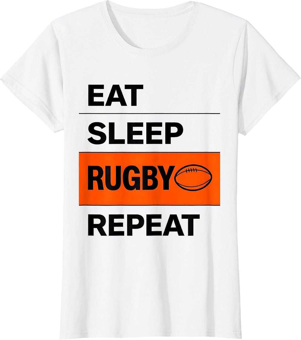 Women's Eat Sleep Rugby Repeat Funny Rugby Player Sport Humor T-Shirt - White