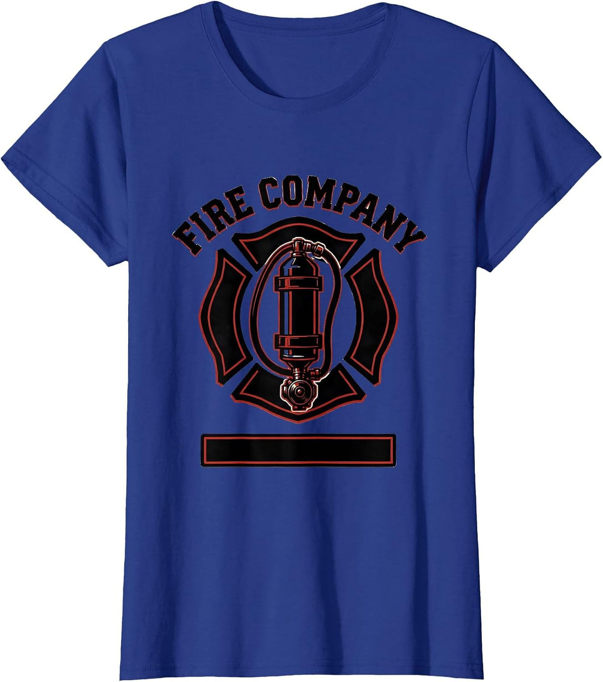 Women's Fire Company Stencil Graphic Firefighter Badge Duty Humor T-Shirt - Royal Blue