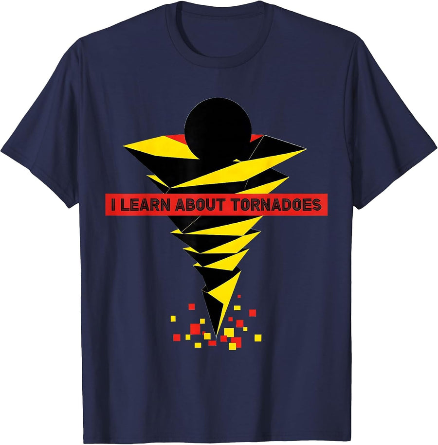I Learn About Tornadoes Bauhaus Modernist Storm Chaser T-Shirt - Navy Blue