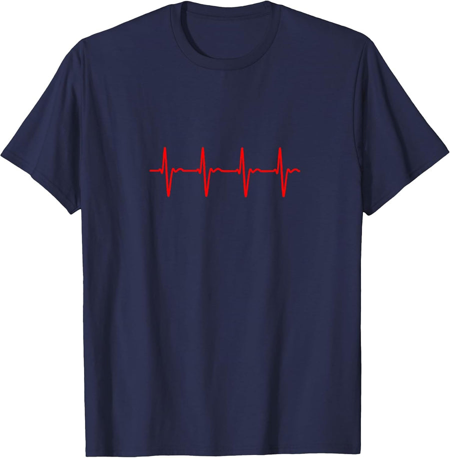 Pqrst, EKG, ECG Wave T-Shirt - Navy Blue