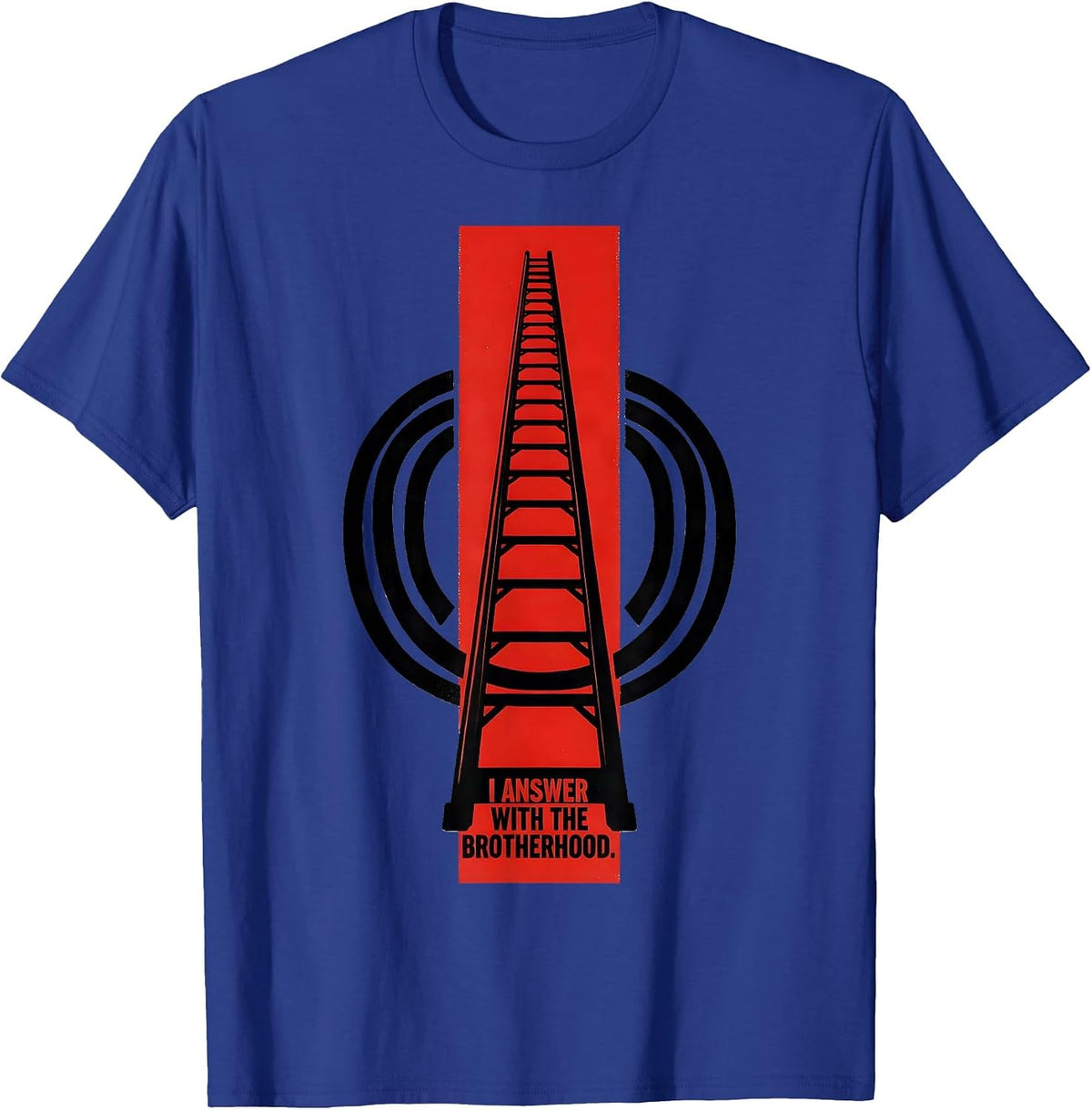I Answer With The Brotherhood Stencil Firefighter Christmas T-Shirt - Royal Blue