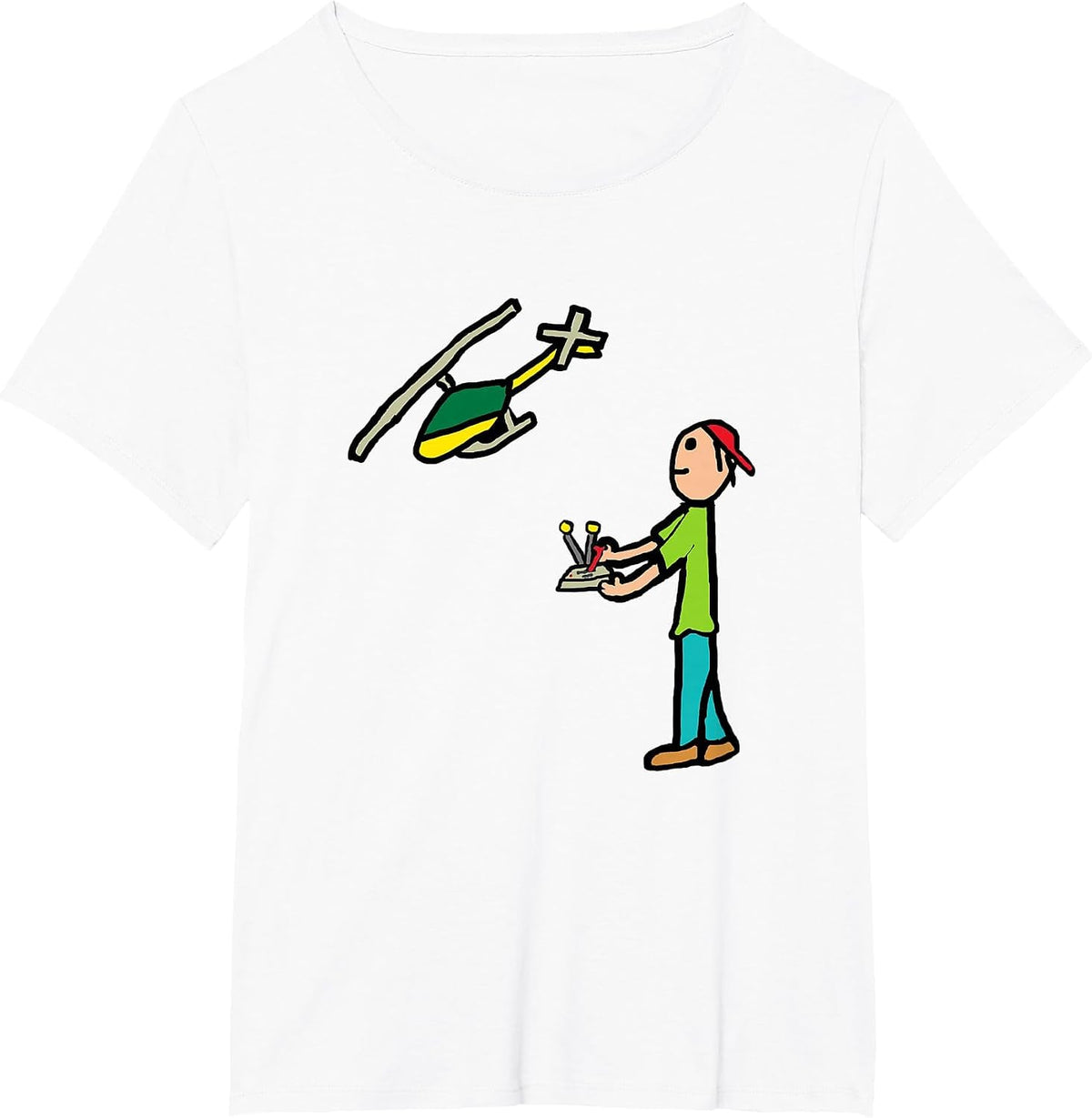 RC Model Helicopter Flying T-Shirt - White