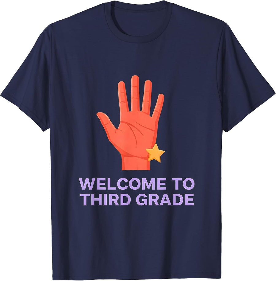 Welcome to Third Grade Playful Girls Back To School First T-Shirt - Navy Blue