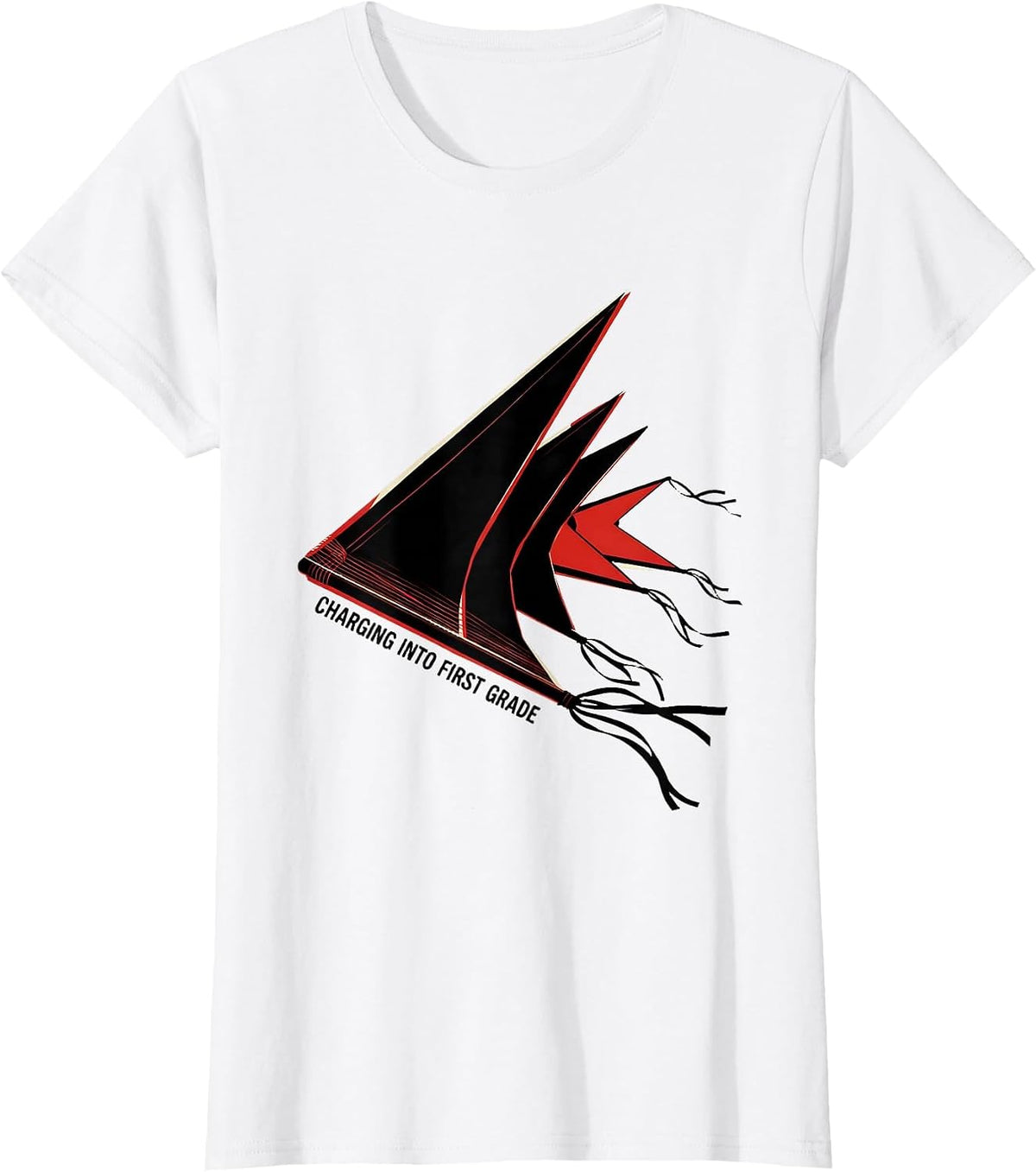 Charging Into First Grade Futurist Dynamism Girls Back T-Shirt - White