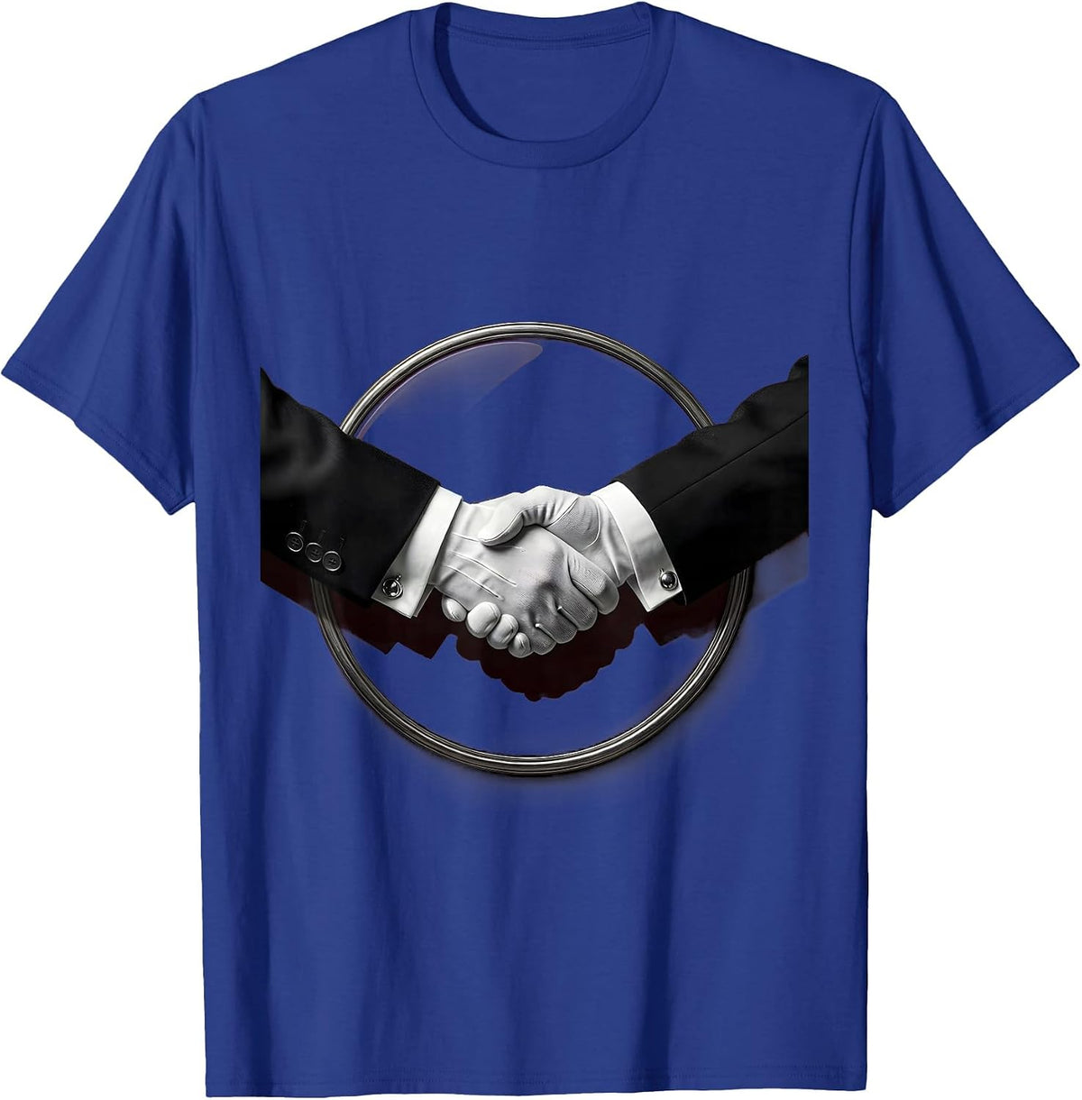 Tuxedo Sleeves Reaching Graphic Design T-Shirt - Royal Blue