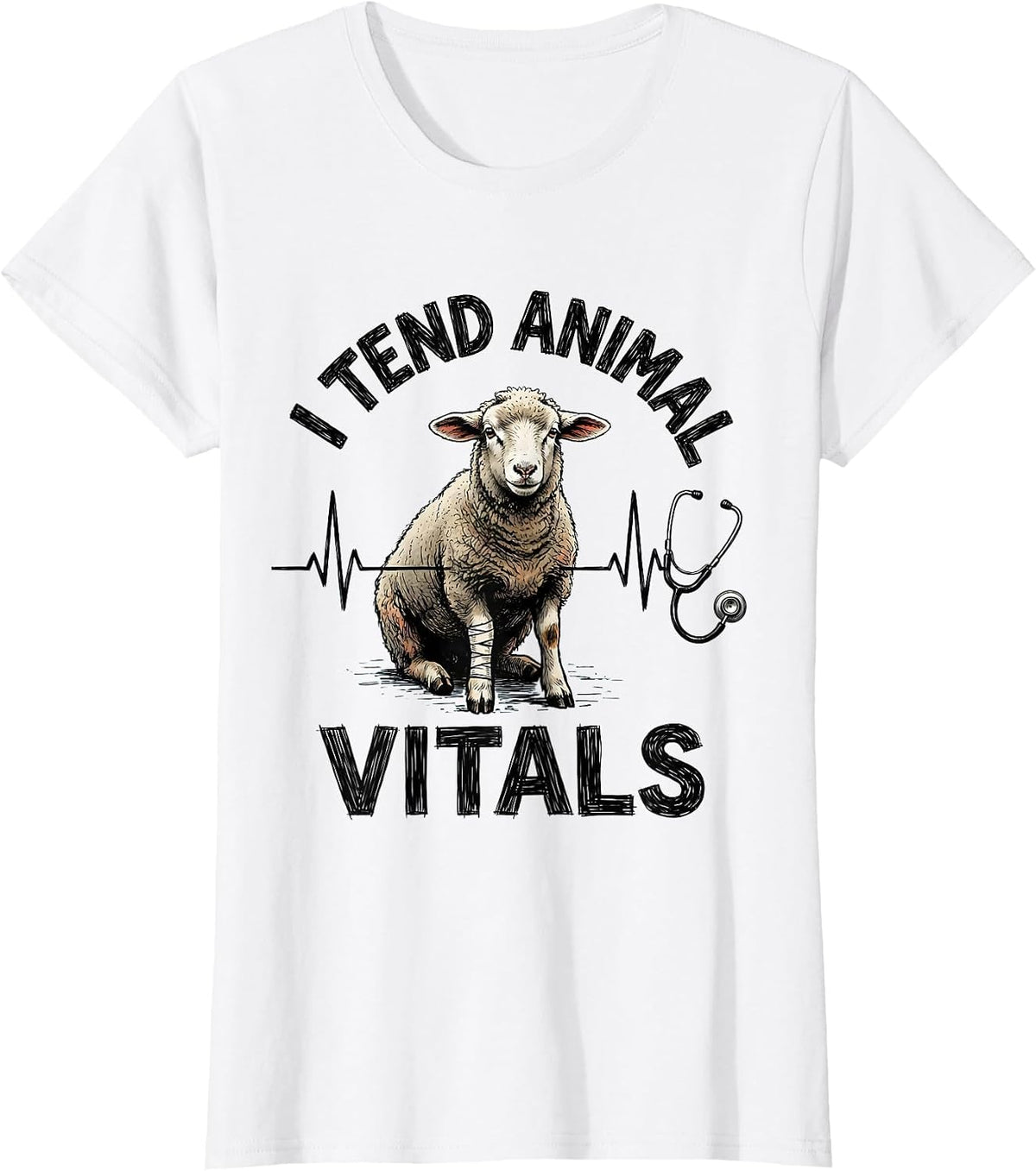 I Tend Animal Vitals Funny Vet Tech Veterinary Medicine Gift T-Shirt - White