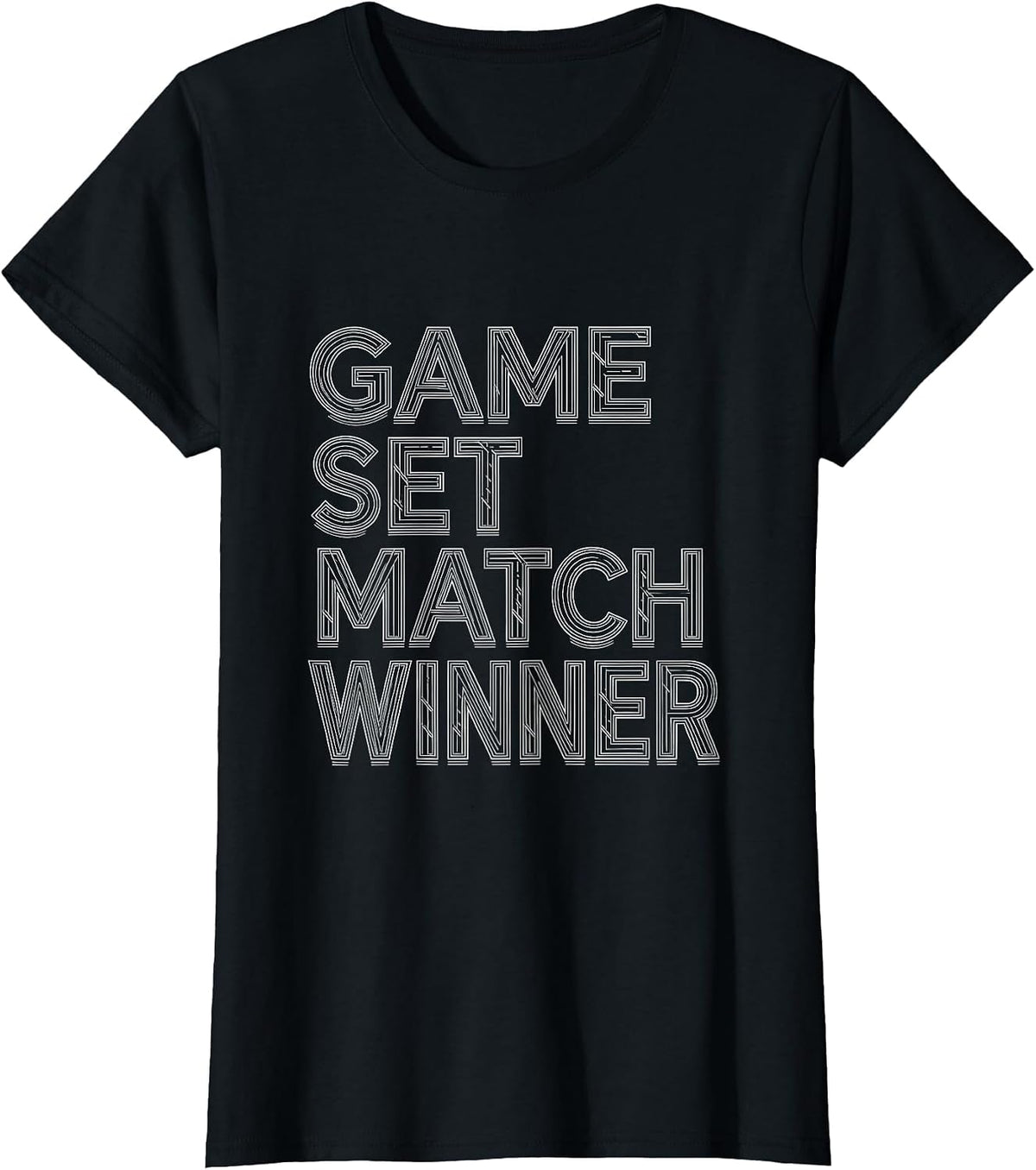 Game Set Match Winner Tennis Design T-Shirt - Black