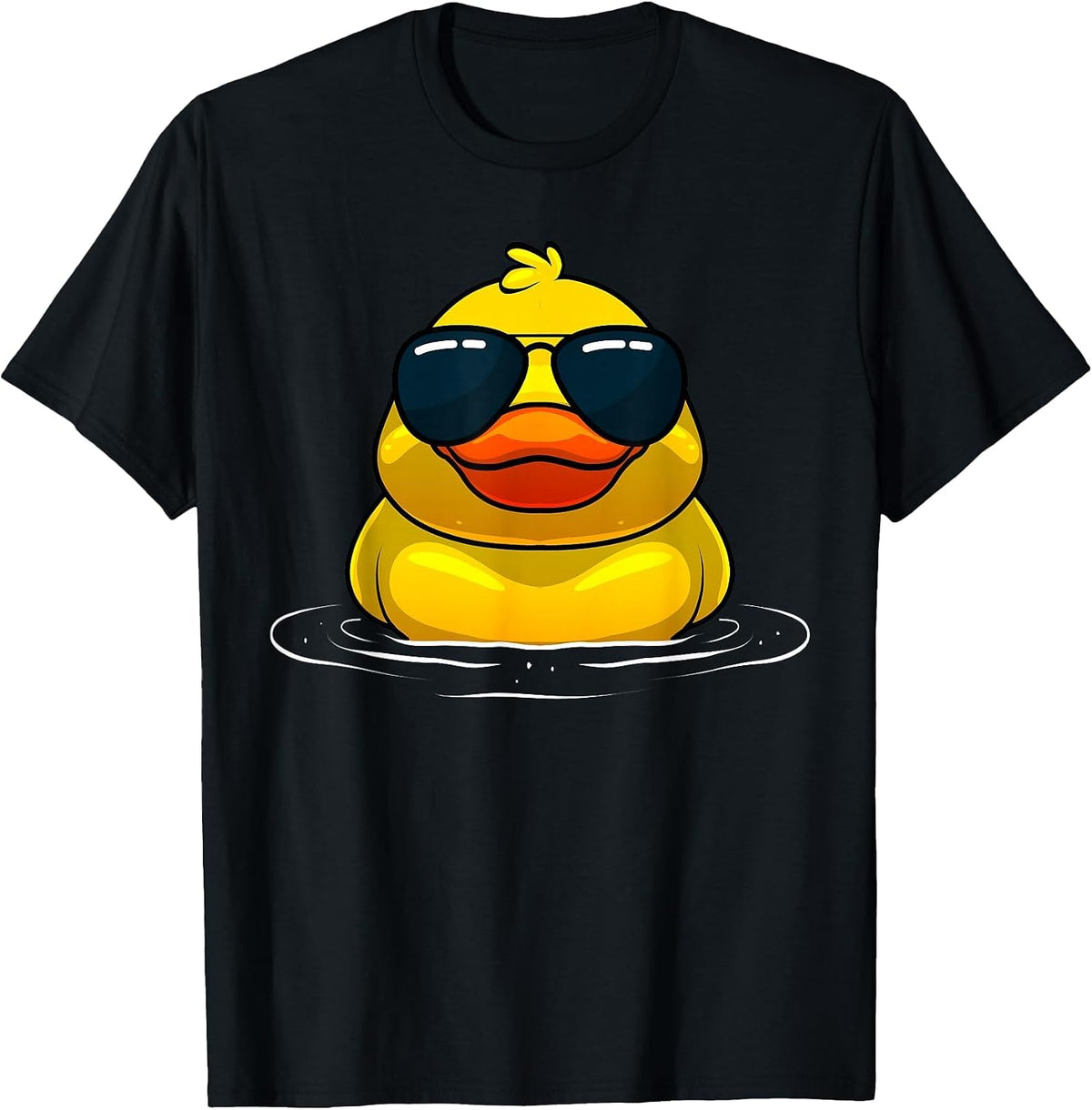 Cool Duck for Men Women Kids Rubber Duck Lovers Sunglasses T-Shirt - Black