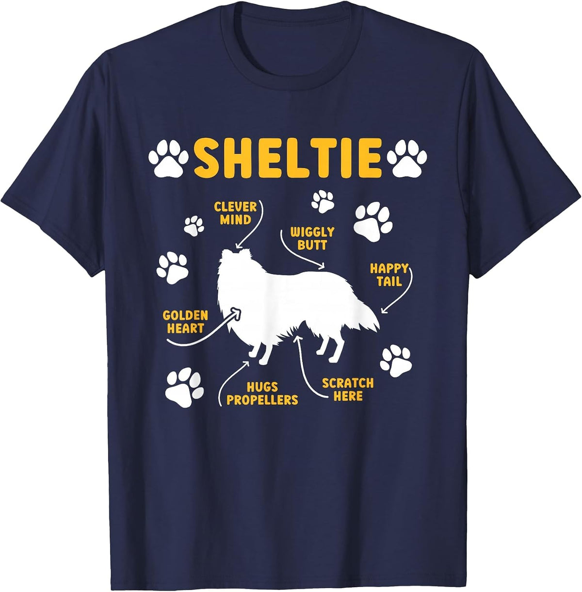 Sheltie Anatomy Shetland Sheepdog Owner Sheltie Lover T-Shirt - Navy Blue