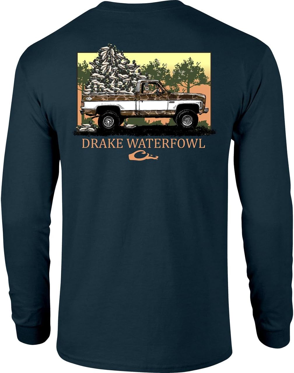 Drake Waterfowl Men's Decoy Overload Long Sleeve Pocket Tee, Lightweight Cotton Blend - Orion Blue