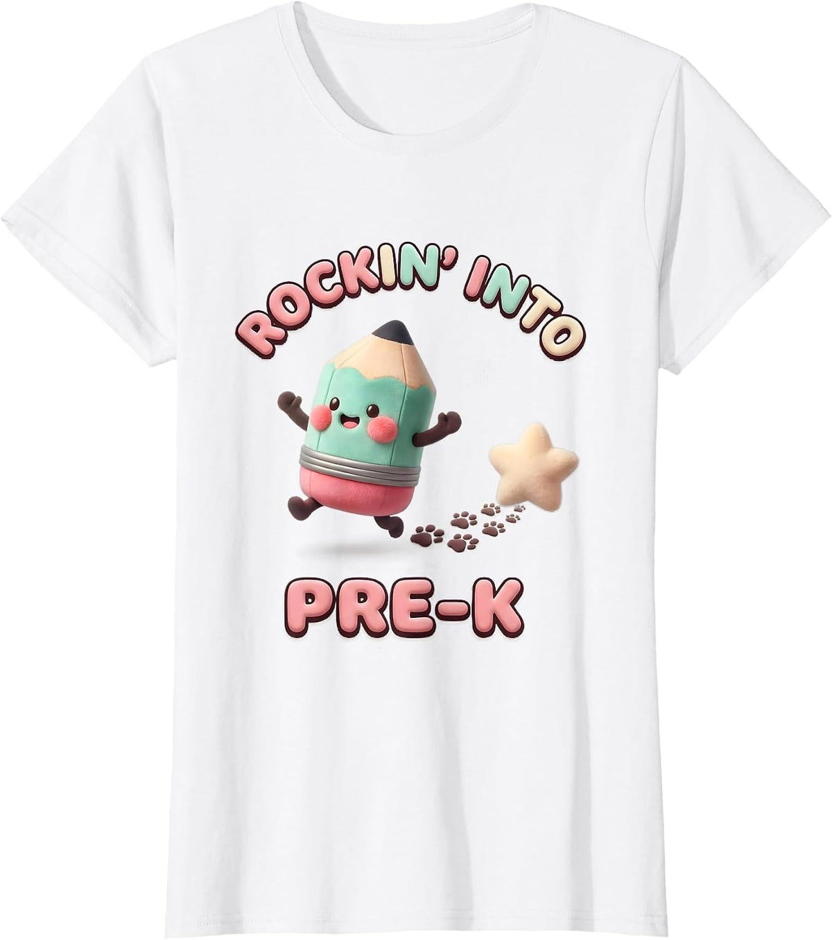 Rockin Into Pre-K Cute Kawaii Pencil Teacher Back To School T-Shirt - White