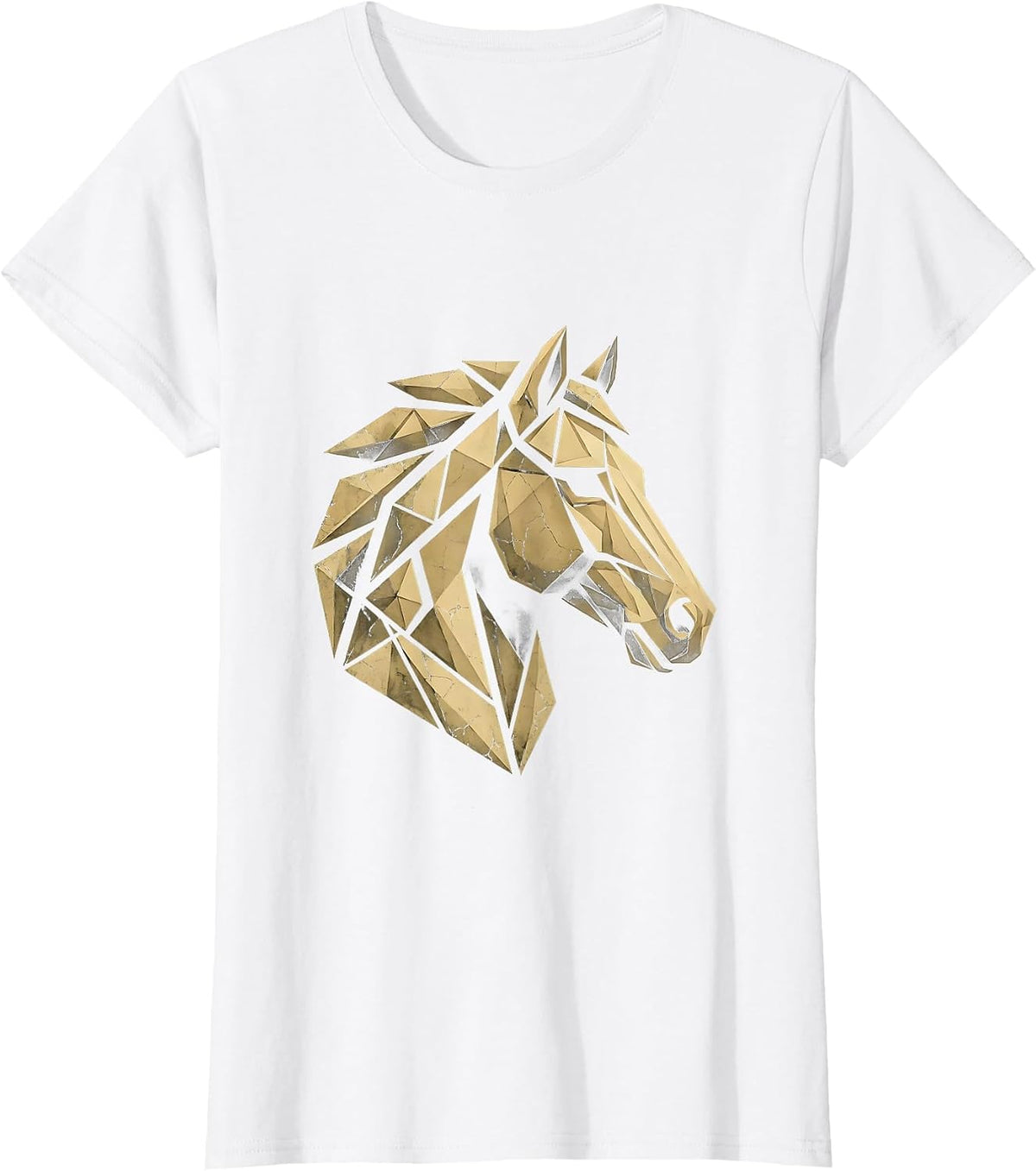 Horse Head Portrait Geometric Art Design T-Shirt - White