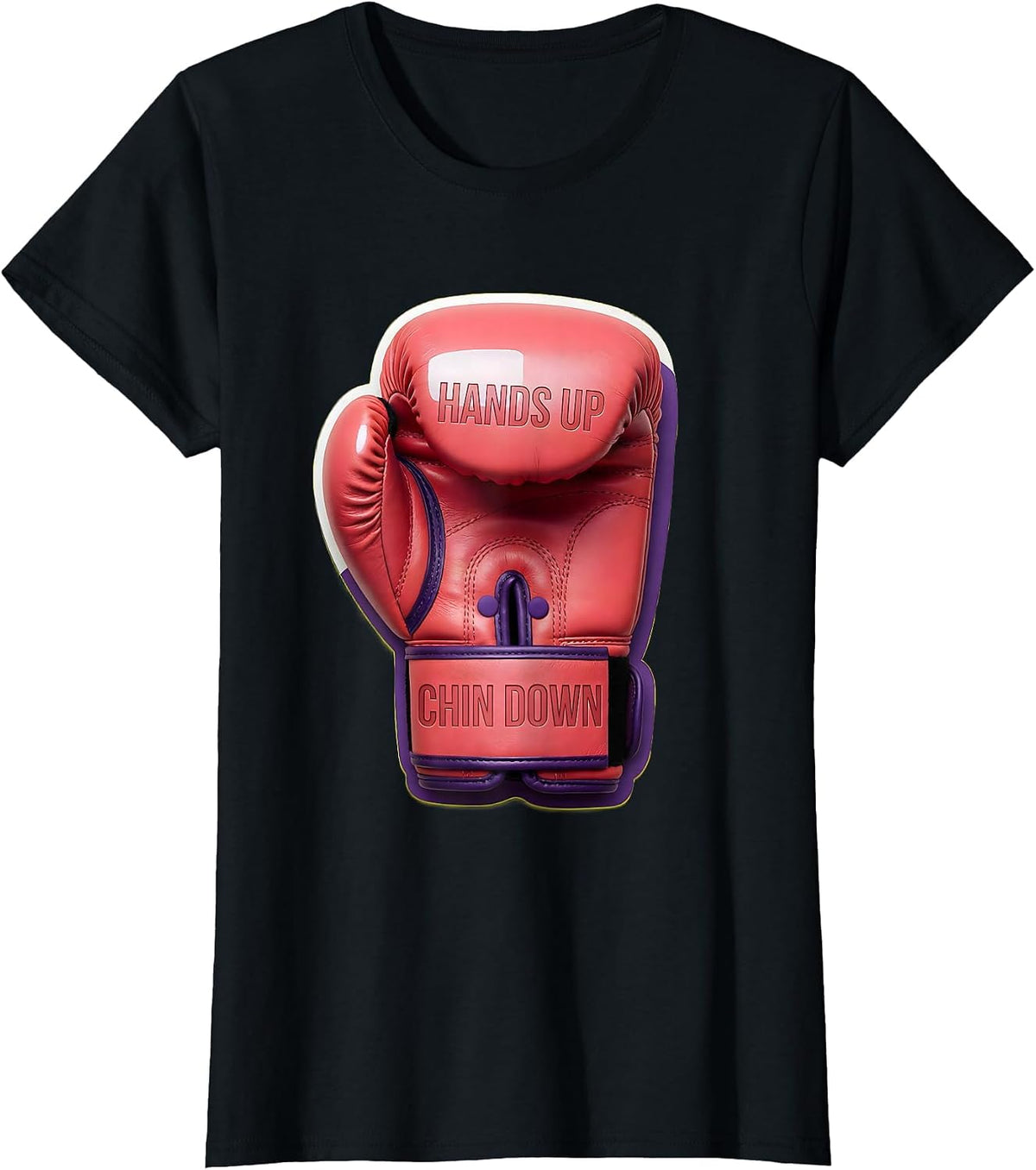 Hands Up Chin Down Boxing Graphic Design T-Shirt - Black