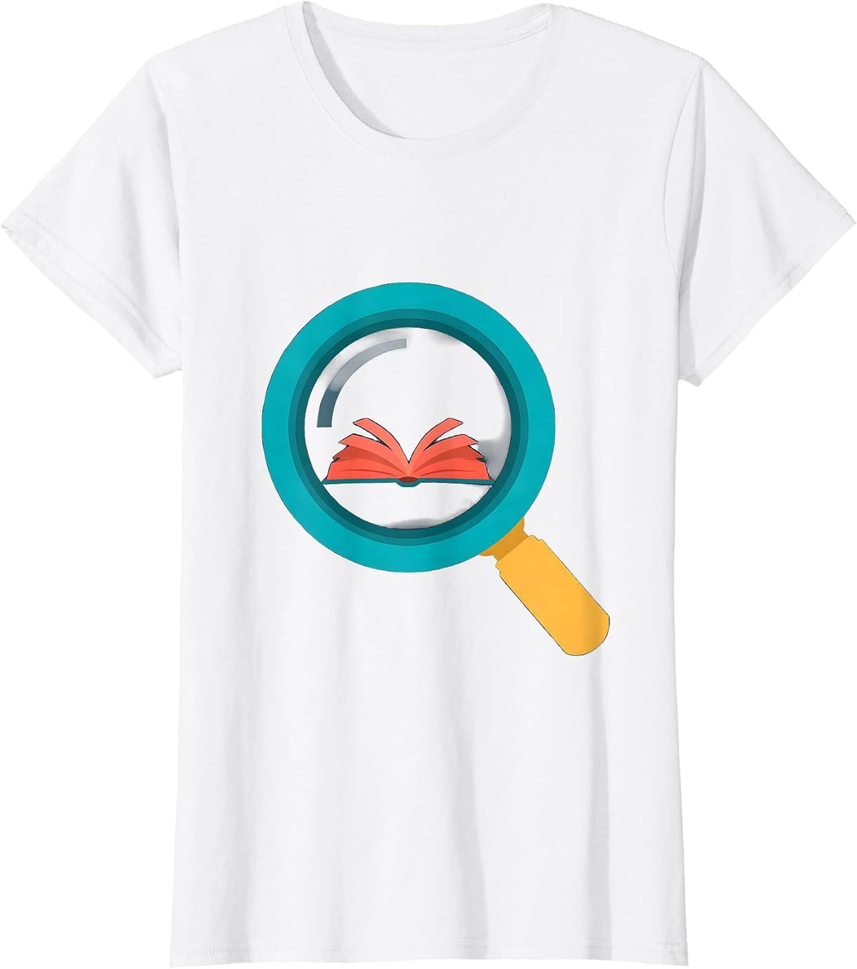 Women's 4th Grade Teacher Magnifying Glass Book Design T-Shirt - White