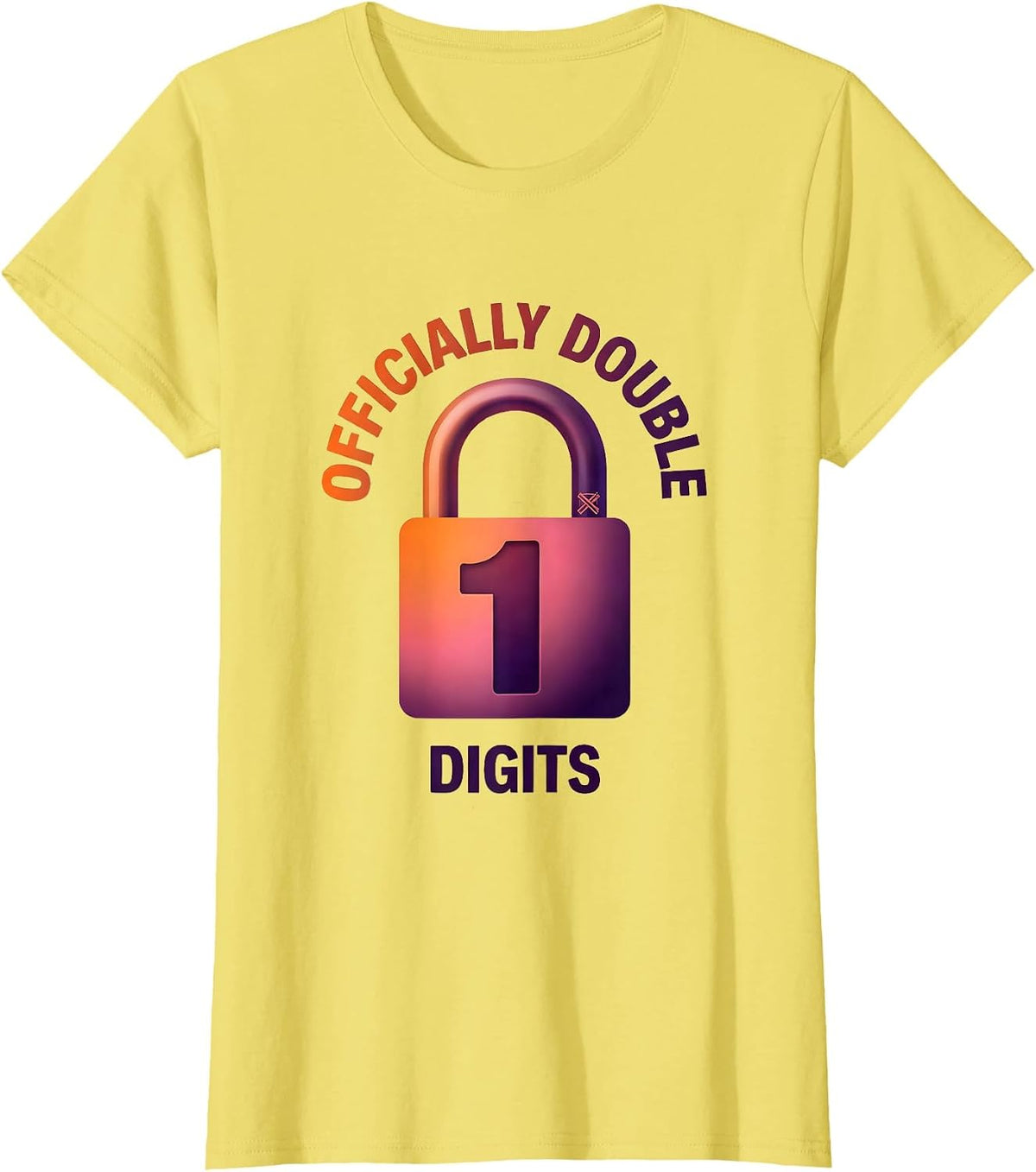 Women's Officially Double Digits Gradient Level Unlocked Gamer T-Shirt - Lemon Yellow