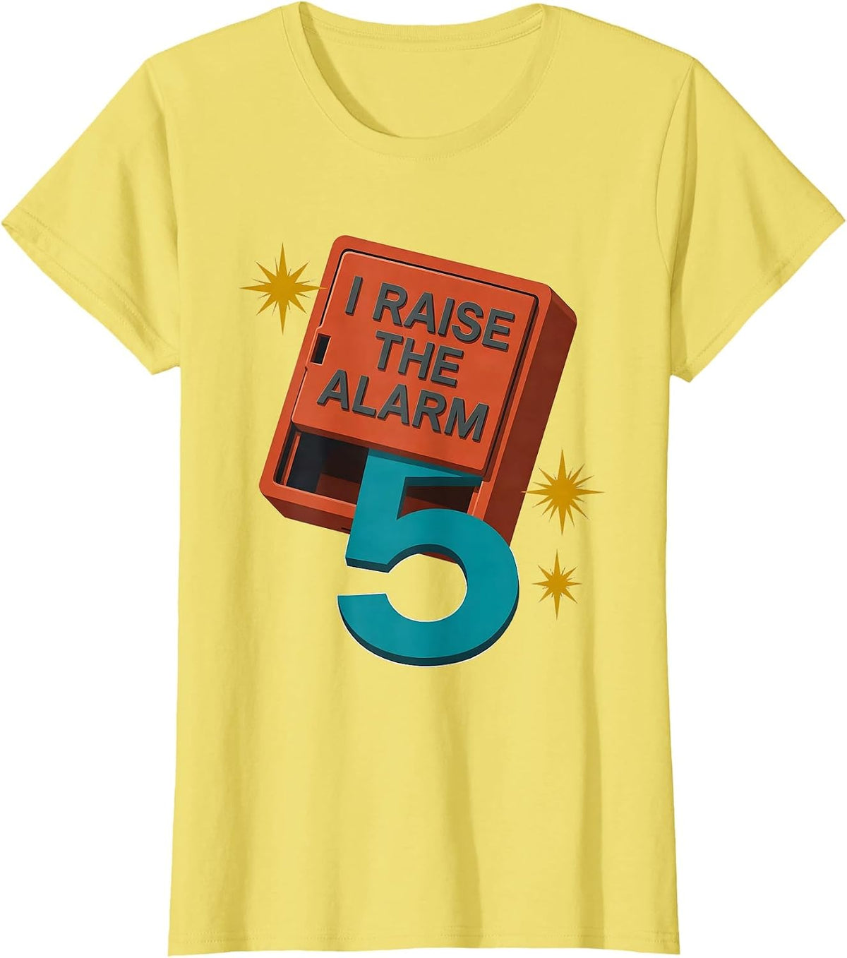 I Raise The Alarm — 5 Playful Firefighter Toddler Fire Truck T-Shirt - Lemon Yellow