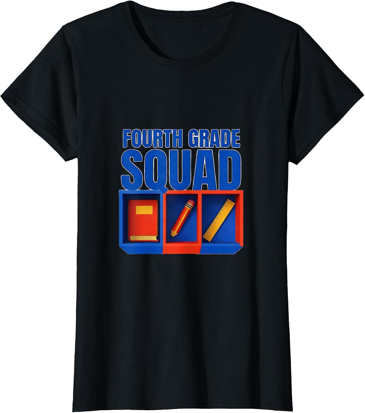 Fourth Grade Squad Geometric Teacher Team Back To School T-Shirt - Black