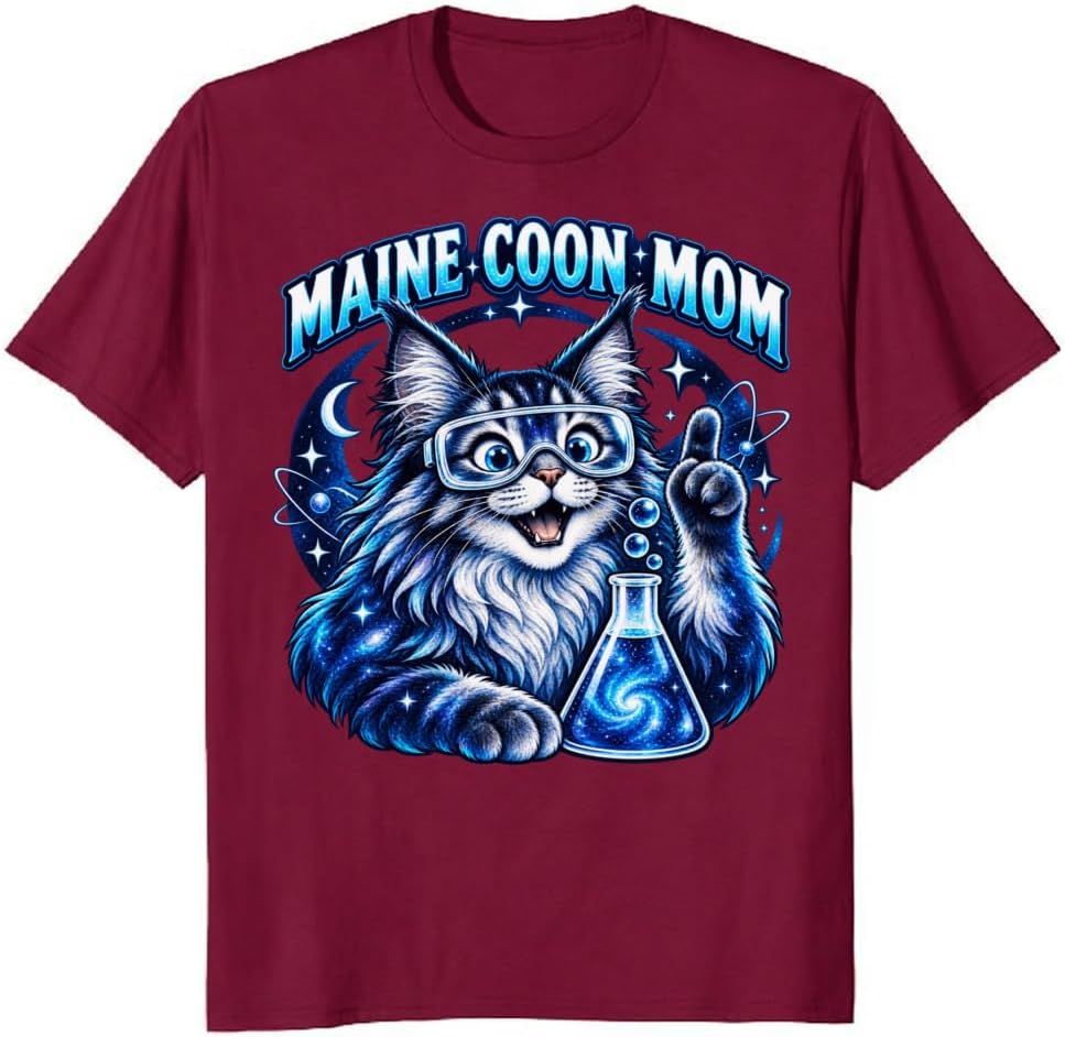 Maine Coon Mom T-Shirt Rainbow Splatter Cat Collage Tee - S6