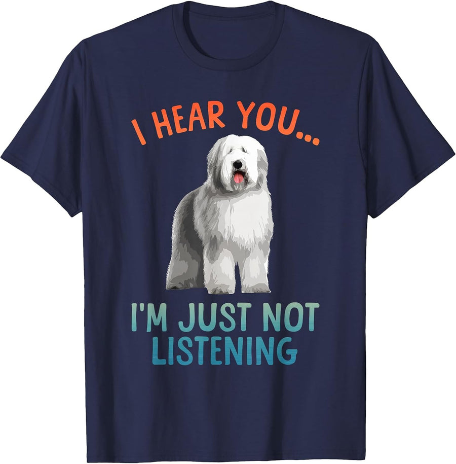 Funny Old English Sheepdog Art for Men Women Sheep Dog Lover T-Shirt - Navy Blue