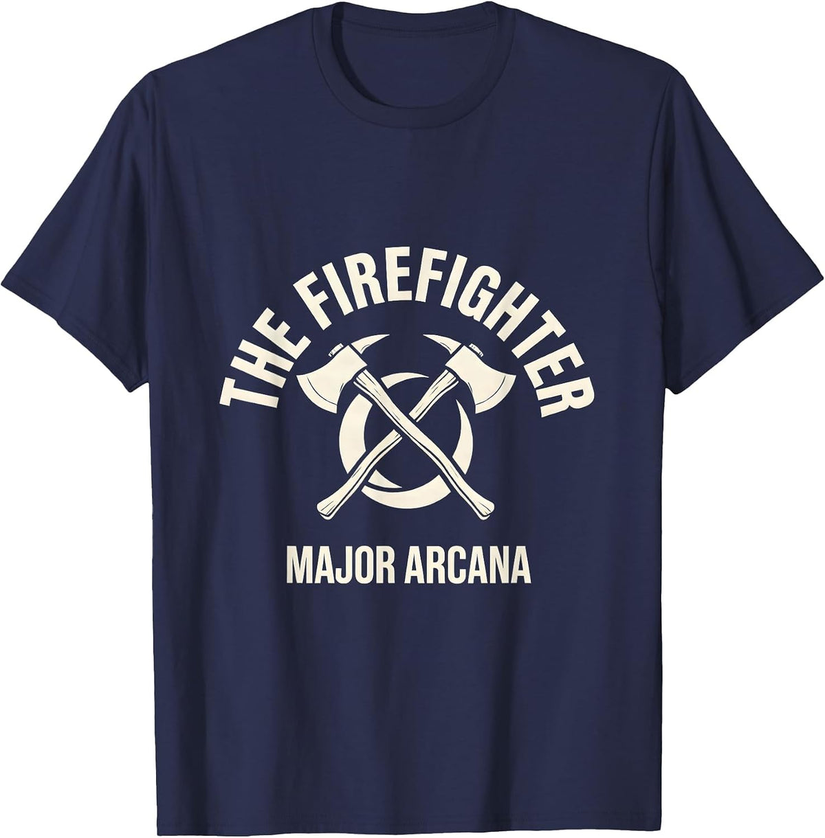 The Firefighter, Major Arcana Gothic Tarot Parody Dark Humor T-Shirt - Navy Blue