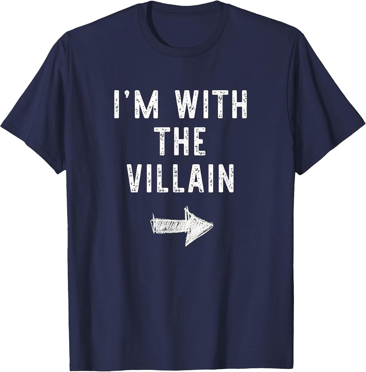 I’m with The Villain Funny Halloween Couple Costume T-Shirt - Navy Blue