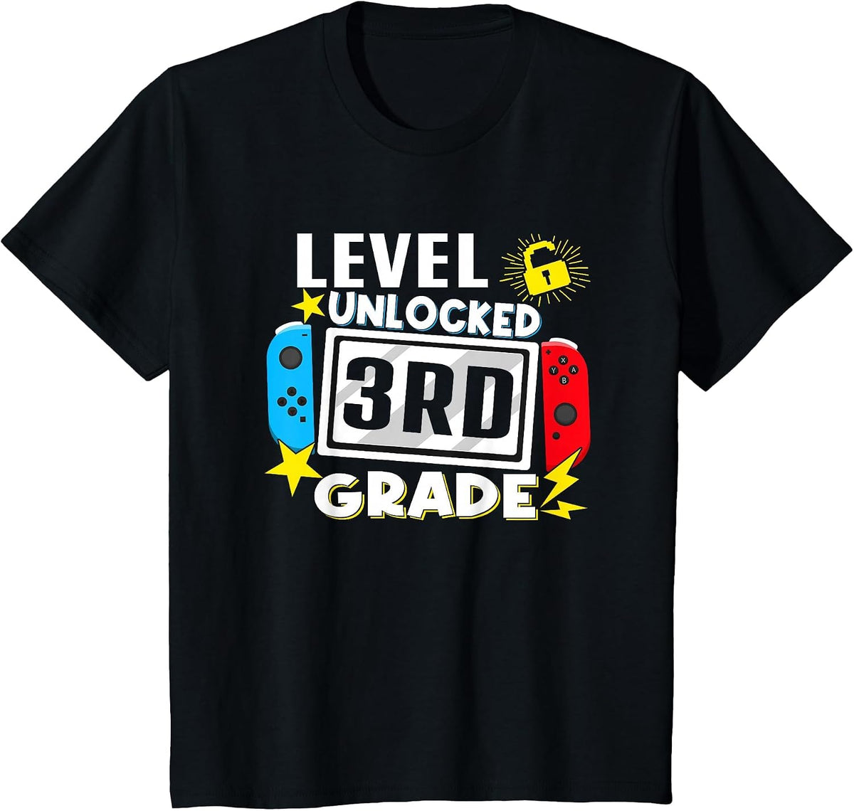 First Day of 3rd Grade Level Unlocked Game Back to School T-Shirt - Black