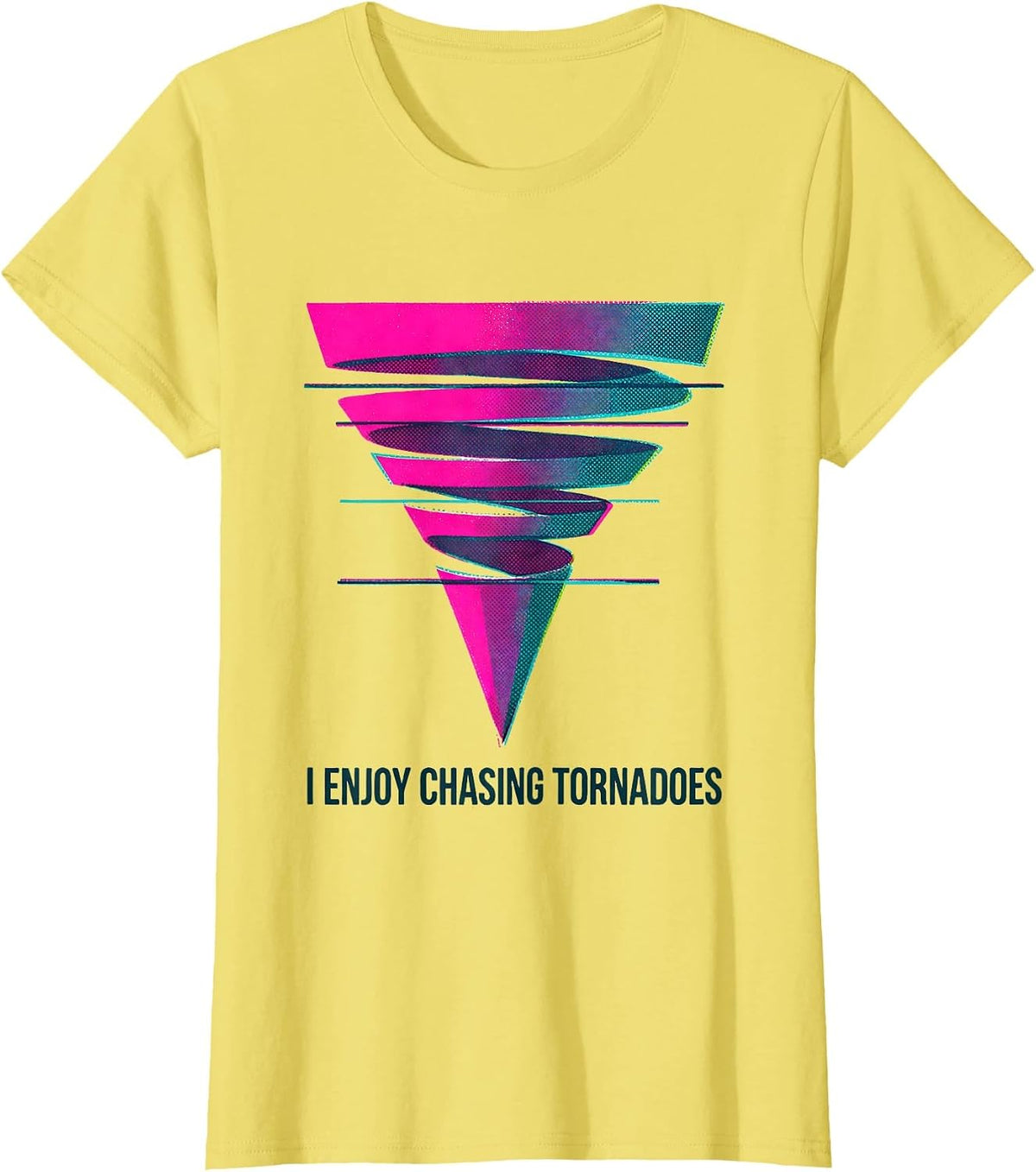 Women's I Enjoy Chasing Tornadoes Risograph Storm Chaser Meteorology T-Shirt - Lemon Yellow