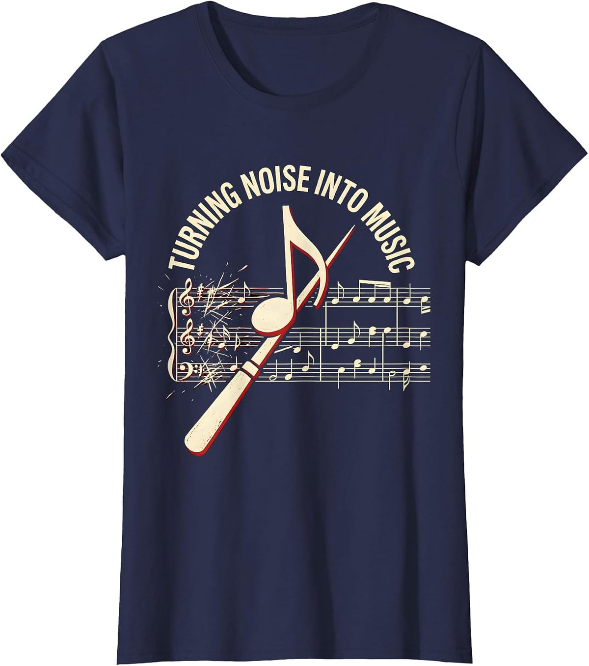 Women's Turning Noise Into Music Music Teacher Design T-Shirt - Navy Blue