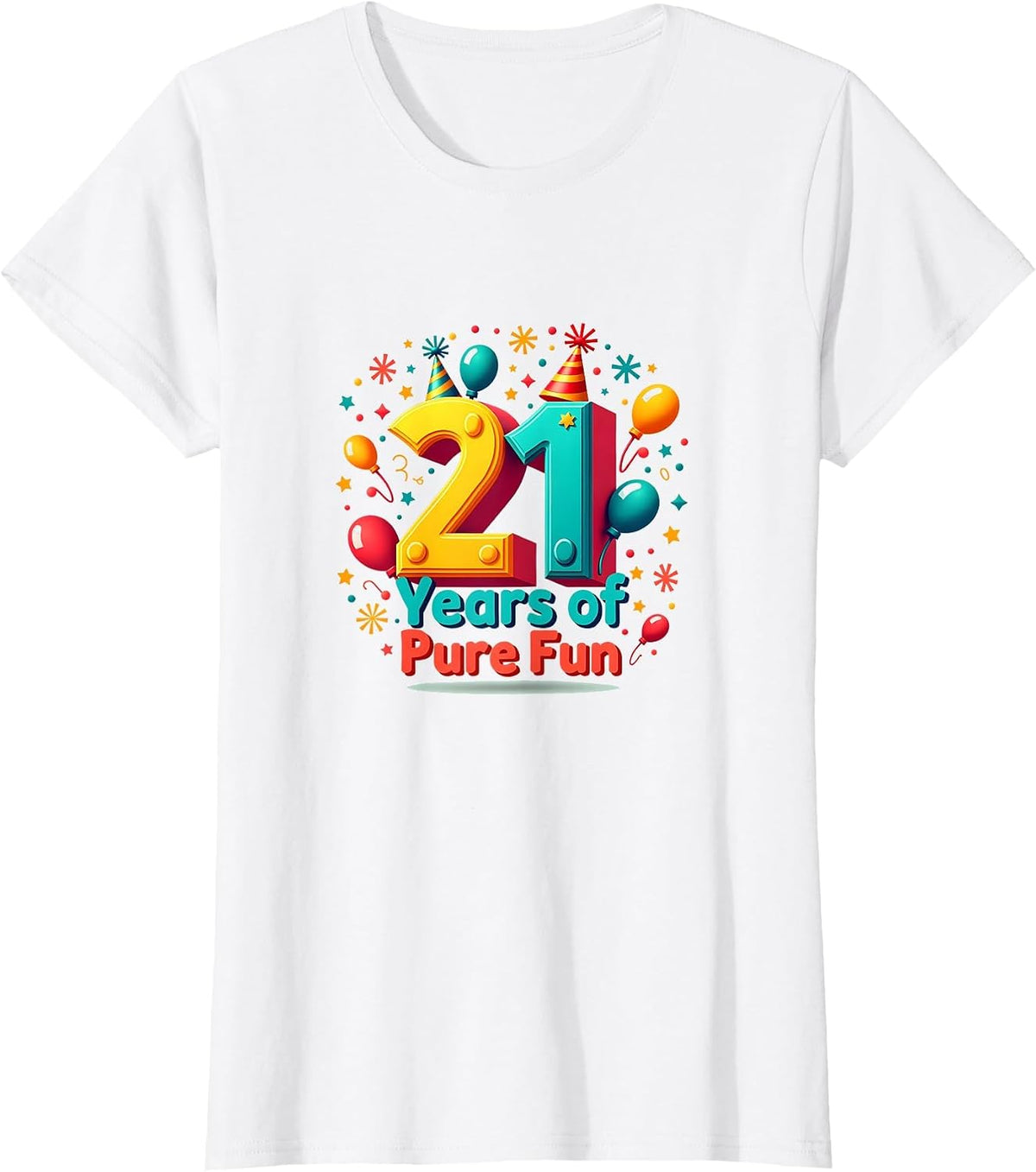 21 Years of Pure Fun Birthday Gift Celebration T-Shirt - White