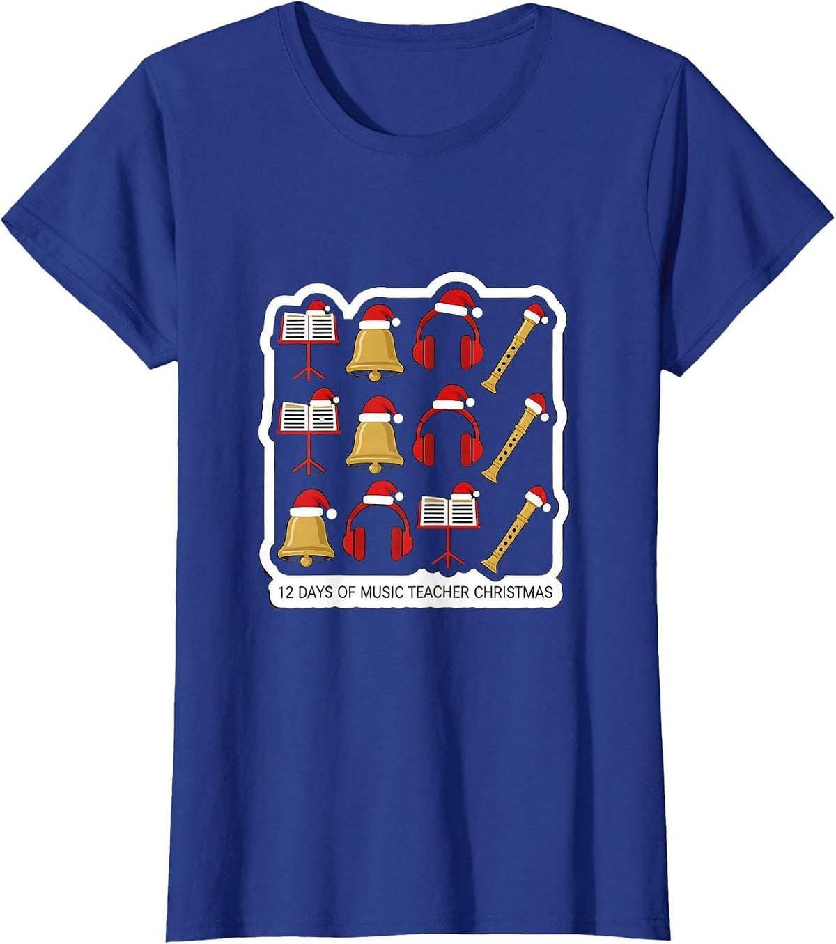 Women's 12 Days of Music Teacher Christmas Funny Gift for Educators T-Shirt - Royal Blue