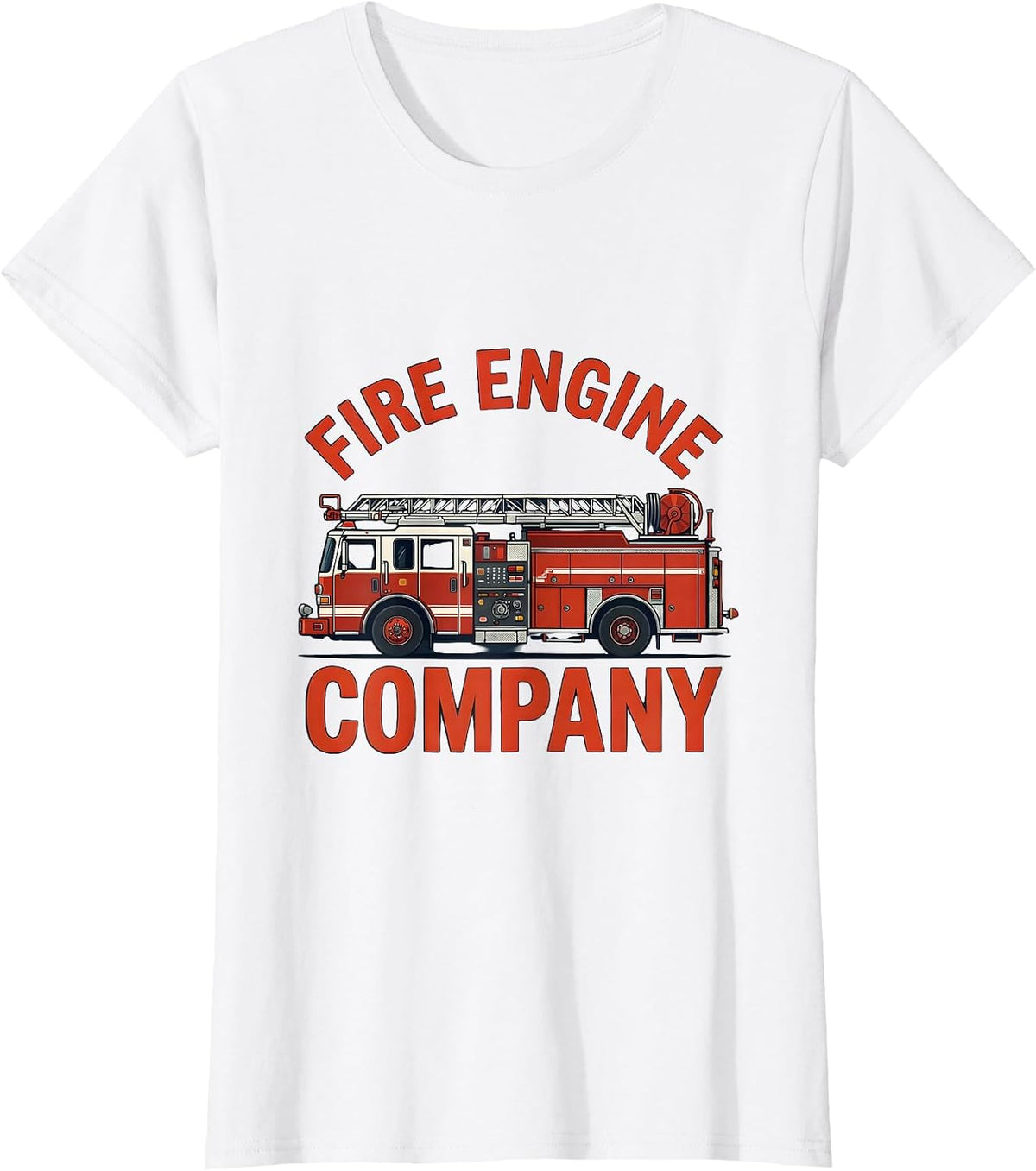 Fire Engine Company Illustration Firefighter Family Pride T-Shirt - White