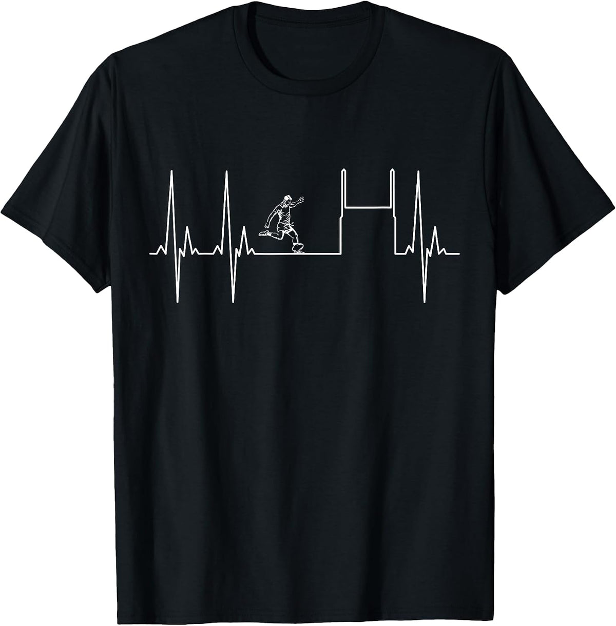 Rugby Heartbeat Rugby Player Fan T-Shirt - Black