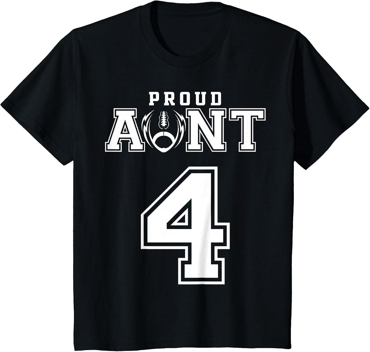 Custom Proud Football Aunt Number 4 Personalized for Women T-Shirt - Black