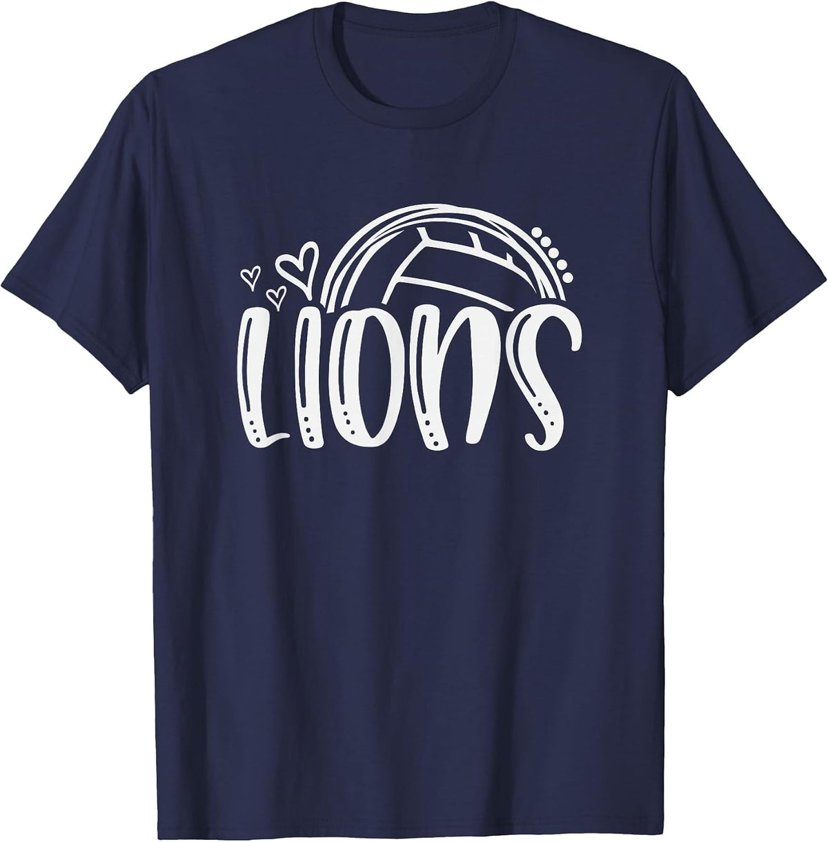 Volleyball Lions School Sports Fan Team Spirit T-Shirt - Navy Blue