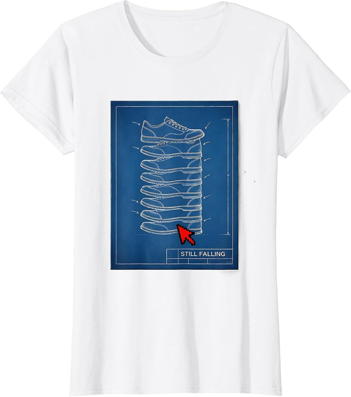 Still Falling Rock Climbing Bouldering Humor Blueprint T-Shirt - White