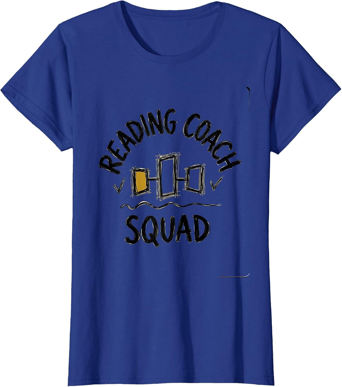 Women's Reading Coach Squad Hand-Sketched Literacy Teacher T-Shirt - Royal Blue