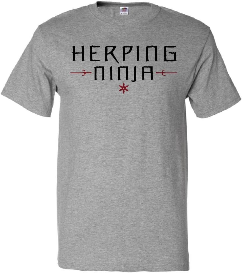 ShirtScope Herping Ninja T Shirt Funny Tee - Heather Grey