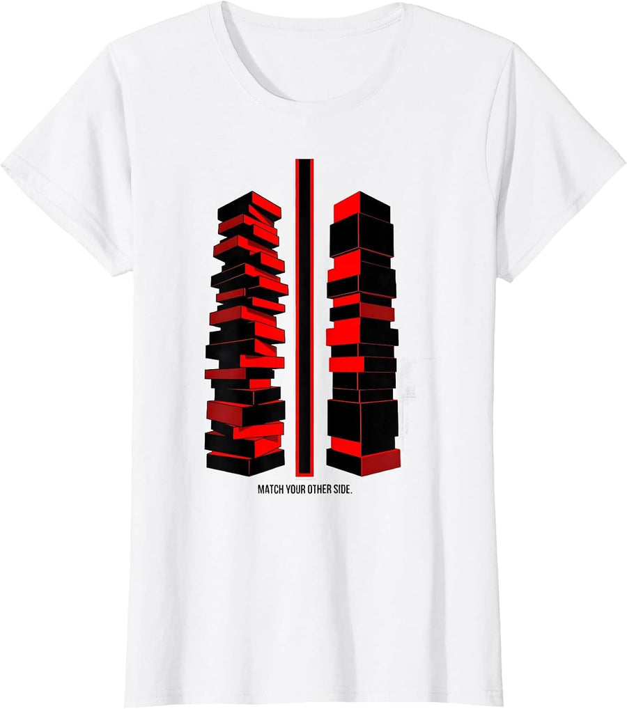Women's Match Your Other Side Geometric Math Teacher Nerdy Pun Humor T-Shirt - White