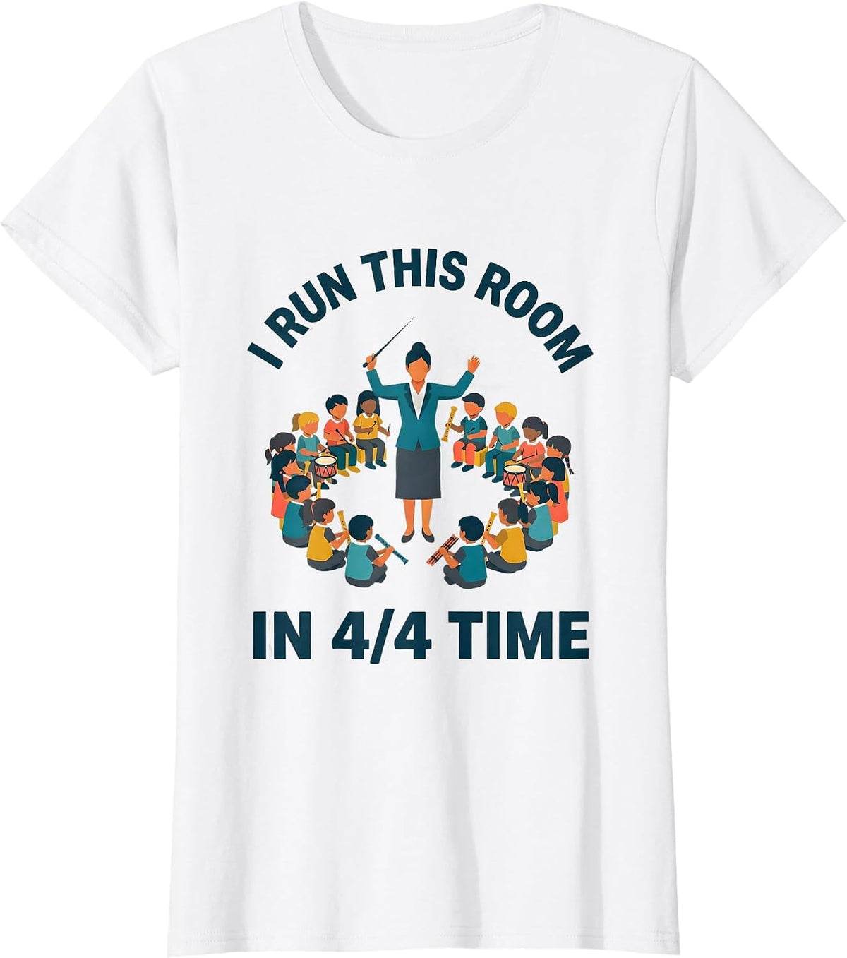 Women's I Run This Room In 4/4 Time Music Teacher Back To School T-Shirt - White
