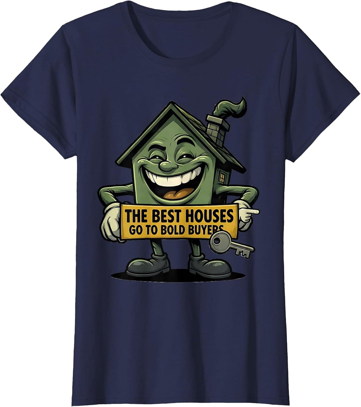 Women's The Best Houses Go To Bold Buyers Funny Realtor Real Estate T-Shirt - Navy Blue