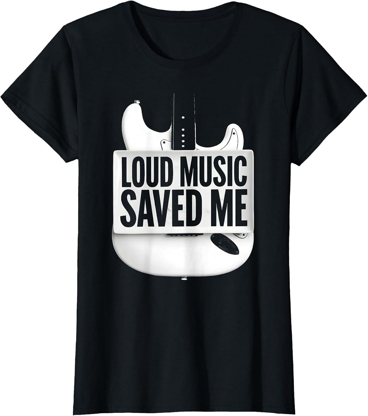 Loud Music Saved Me Punk Rock Design T-Shirt - Black