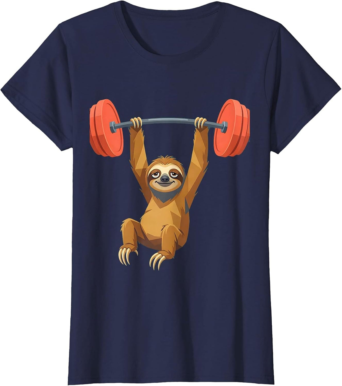 Women's Lazy Sloth Gym Weightlifting Funny Workout T-Shirt - Navy Blue