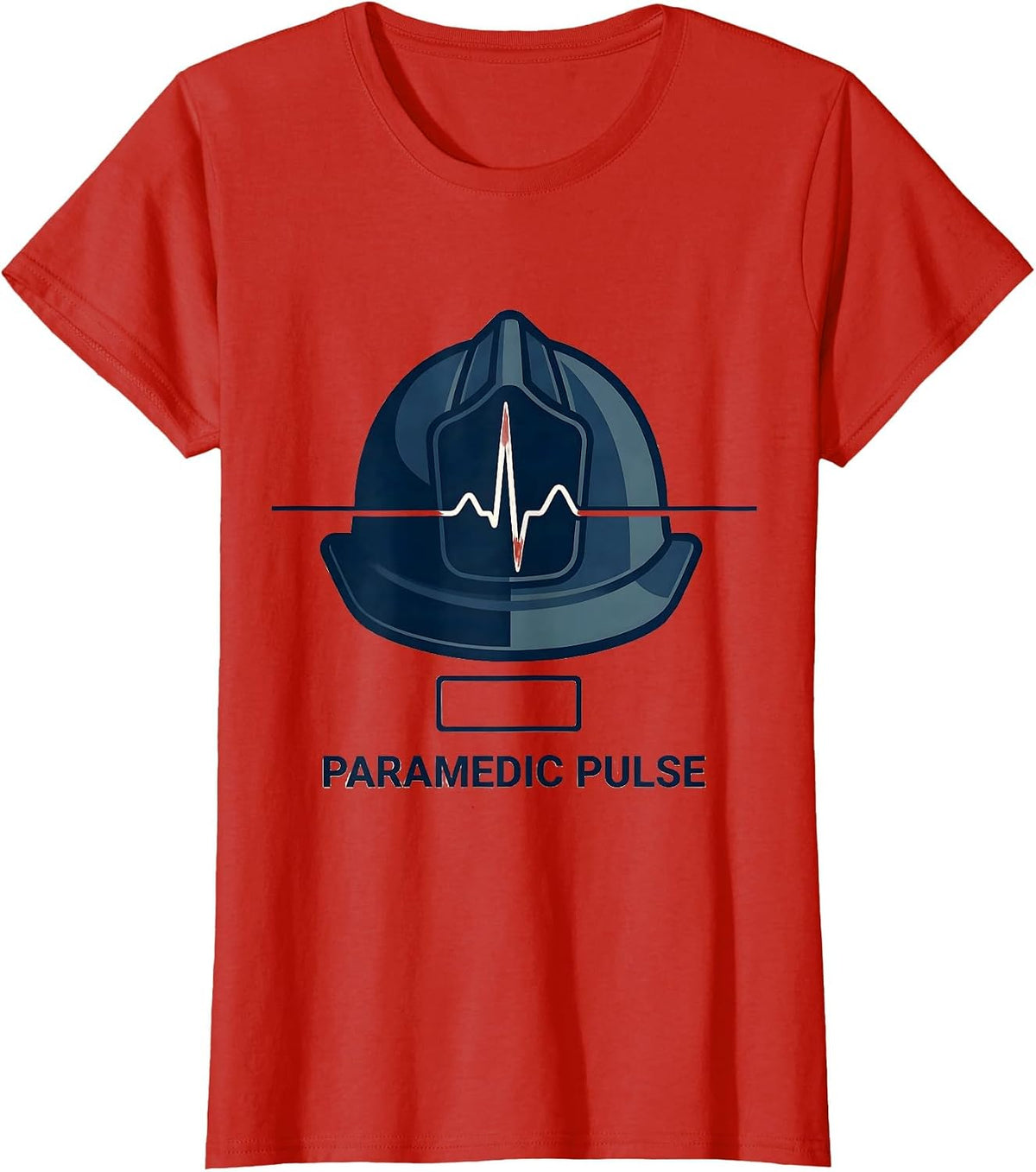Paramedic Pulse Monochromatic Occupational EKG Helmet T-Shirt - Red