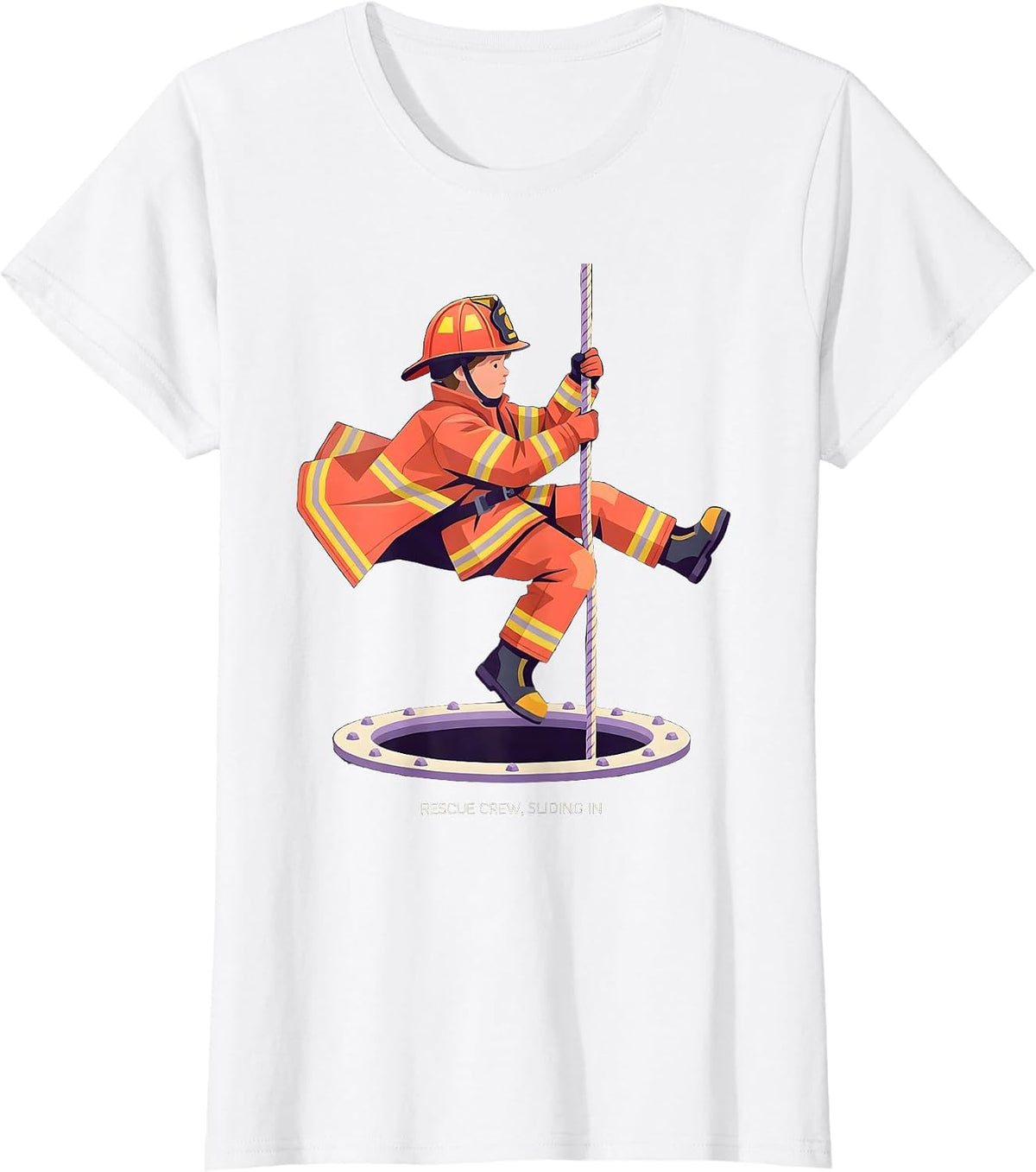 Women's Rescue Crew Sliding In Funny Firefighter Kids Birthday T-Shirt - White