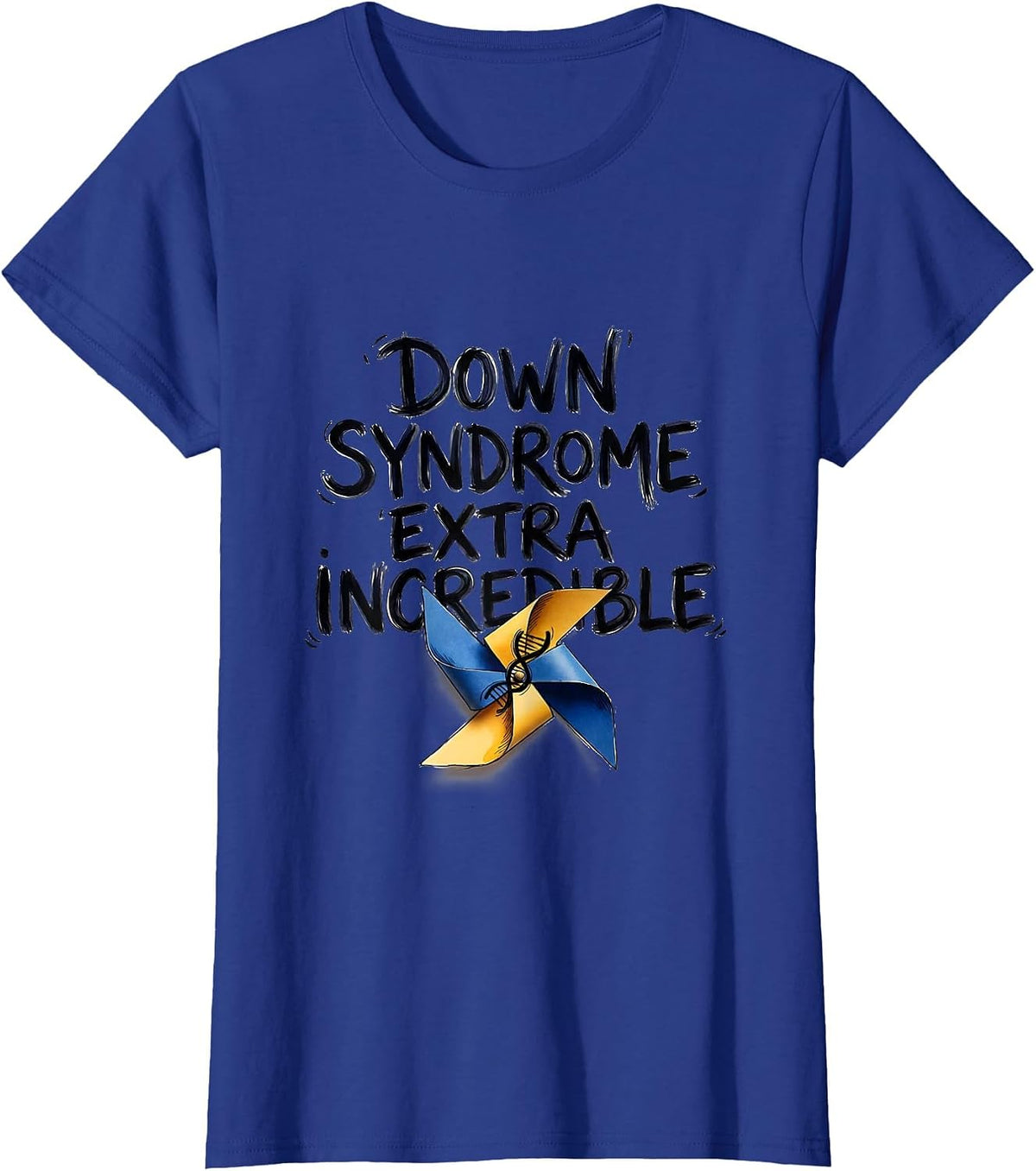 Women's Down Syndrome Extra Incredible Hand-Sketched Awareness T-Shirt - Royal Blue