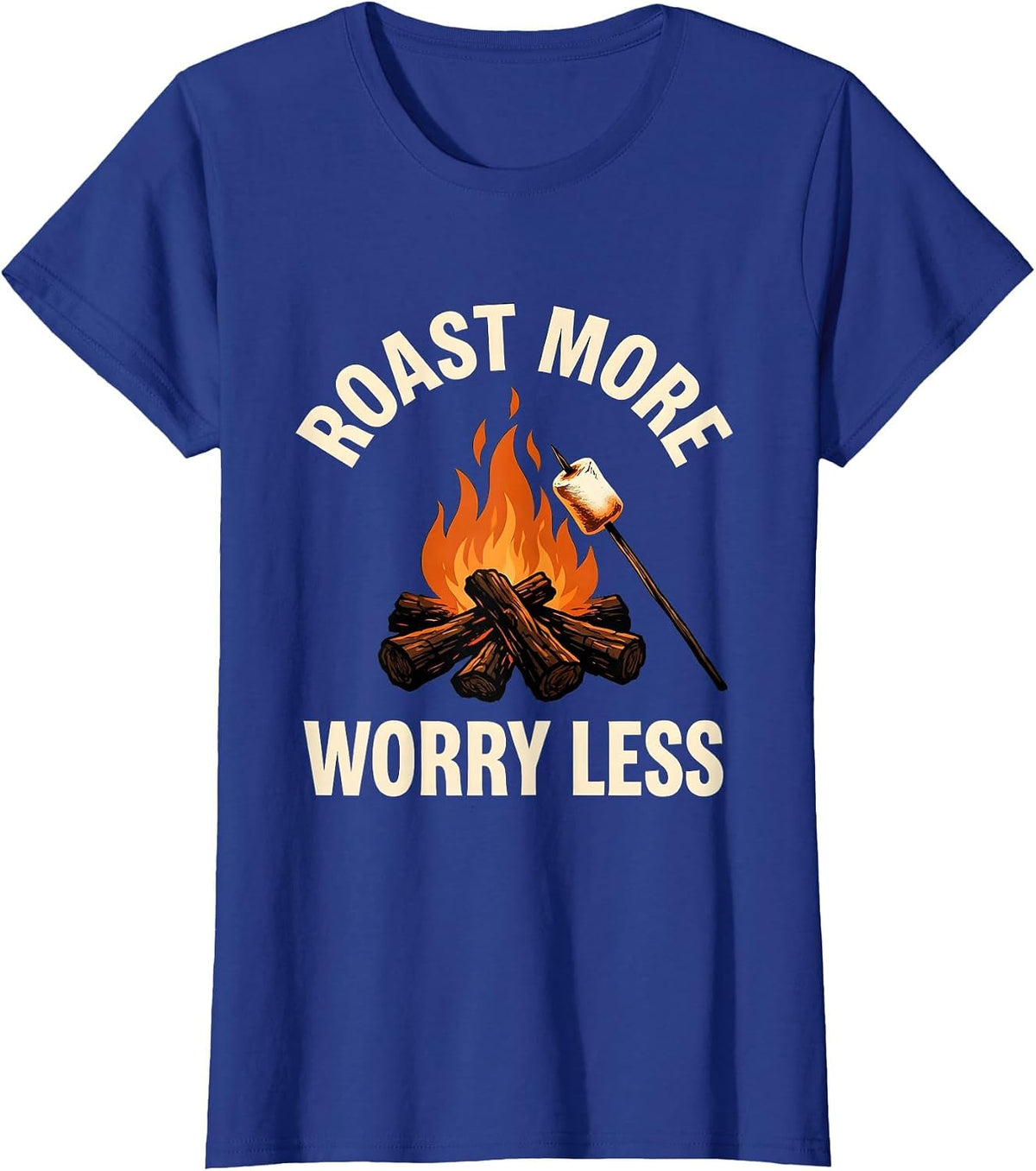 Women's Roast More Worry Less Coffee Lover Design T-Shirt - Royal Blue