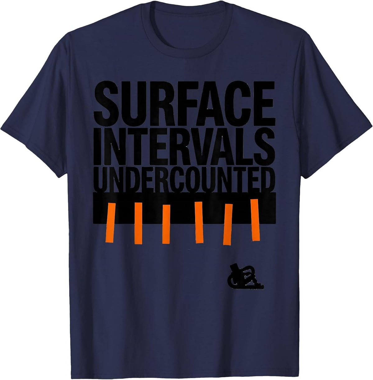 Men's Surface Intervals: Undercounted Brutalist Scuba Diver Gift T-Shirt - Navy Blue