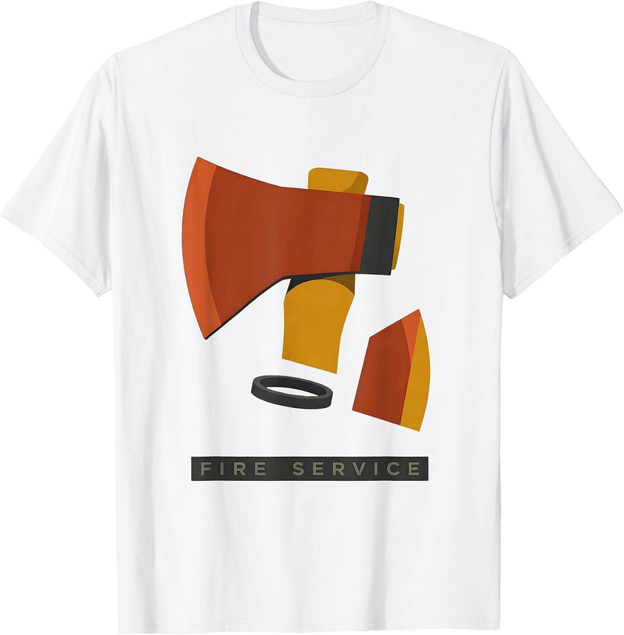 Fire Service Midcentury Modern Firefighter Pride Humor T-Shirt - White