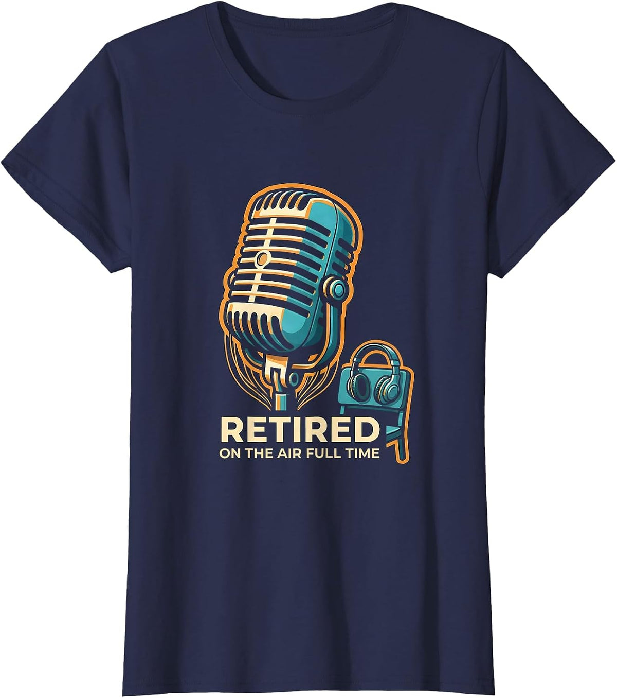 Women's Retired On The Air Full Time Funny Ham Radio Operator T-Shirt - Navy Blue